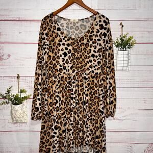 Entro Boutique Cheetah Print Smocked Dress | Medium